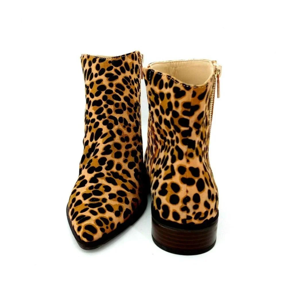 Sole Society Cadyna Suede Leopard Ankle Boot‎ 8.5